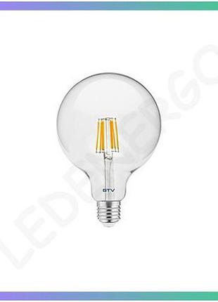 Світлодіодна лампа gtv led 8w filament g125 3000k e27 енергозберігаюча лампочка для освітлення