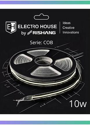 Led стрічка cob 10вт 24в 320 діодів 950 лм теплий білий 3000k для освітлення інтер'єру мін зам 5м бобіна