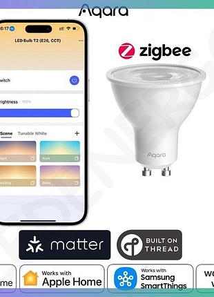 Смарт-лампочка aqara led bulb t2 gu10 rgb cct розумна світлодіодна лампа для розумного дому