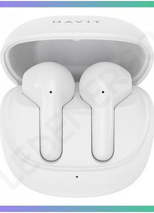 Бездротові навушники havit tw926 tws білий bluetooth 5.4 навушники з шумопоглинанням для музики і розмов