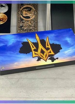 Патріотичні нарди зі скла та дерева 60х30см для подарунка або інтер'єру