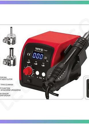 Фен-станция yato 750вт t° 100-500°c lcd табло для пайки горячим воздухом 4 форсунки