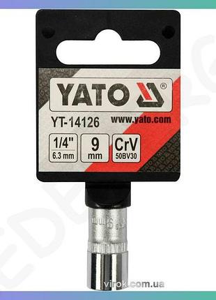 Головка торцевая 6-гранная yato квадрат 1/4 м9 crv для гаек и болтов блистер инструмент для ремонта