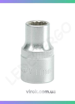 Головка торцева 12-гранна yato 1/2" м11 мм l38 мм для гайок і болтів ремонтний інструмент