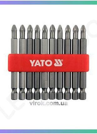 Насадки отверточные yato ph2 75 мм hex 1/4 10 шт для ремонта и монтажа отвертки
