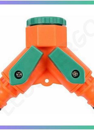Соединитель тройник водяных шлангов flo 3/4" на 2 по 1/2" с abs для полива шлангов