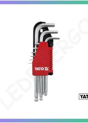 Ключи шестигранные г-образные с шаровым наконечником yato набор 9 шт 1,5-10 мм для ремонта инструментов