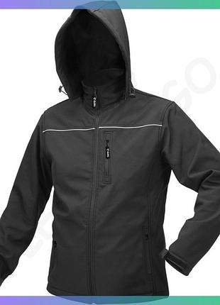 Куртка робоча yato softshell чорна xxl з капюшоном 3 кишені для чоловіків і жінок