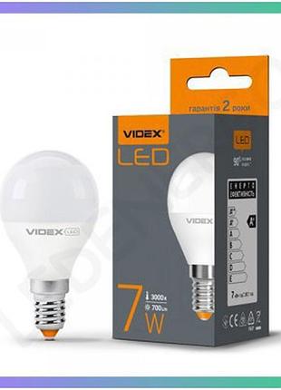 Led лампа videx g45e 7w e14 3000k тепле світло для загального освітлення 700lm