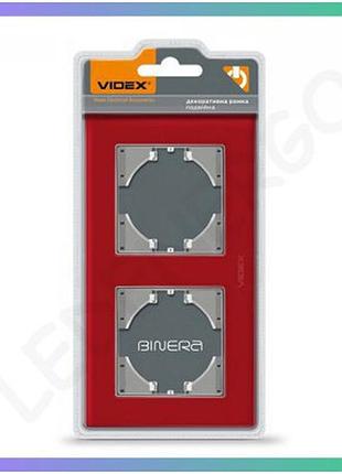 Рамка червоне скло горизонтальна videx binera на 2 місця для фото та картин 157x86x6,5мм