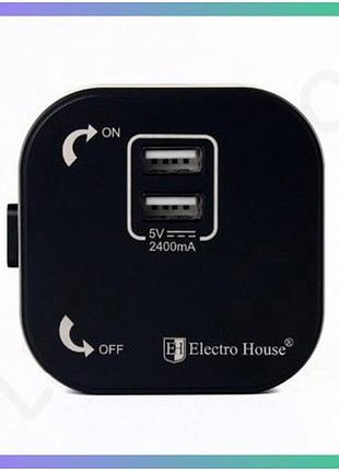 Трековая розетка двойная usb 2.4 а unique elegance pandora black для интерьера электрическая розетка