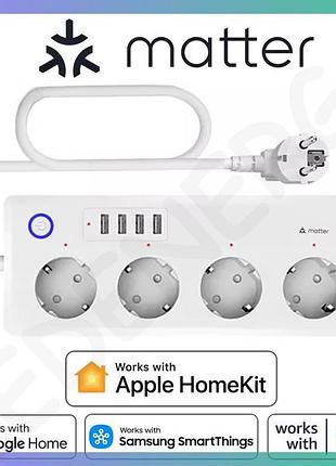 Розумний wi-fi подовжувач boruidapls matter smart power strip 16a для розумного дому з підтримкою matter