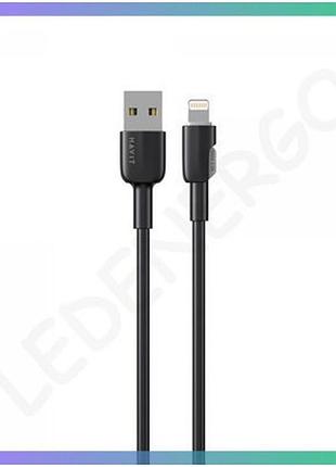 Кабель usb lightning havit 2.4a 1м чорний силіконовий для зарядки і передачі даних