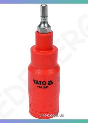 Головка торцевая 6-гранная yato квадрат 3/8" hex 4х75мм vde до 1000в для электричества инструмент для ремонта