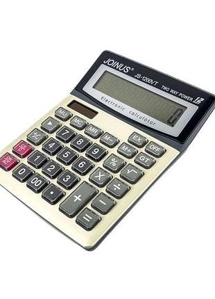 Калькулятор настольный joinus js-1200vt, 12-разрядный, большой дисплей, двойное питание (солнечная батарея + батарейка)