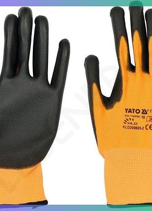 Рукавиці робочі yato з поліуретановою оболонкою для смартфона розмір 10 gloves для роботи