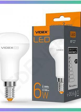 Led лампа videx r50e 6w e14 3000k тепле світло для загального освітлення 550lm