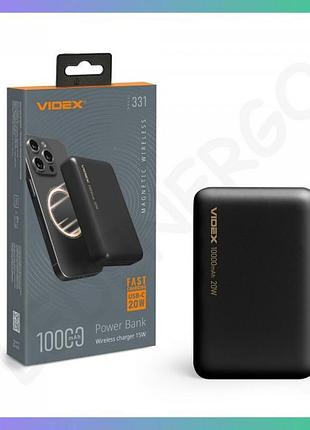 Повербанк с беспроводной зарядкой 10000mah videx vpb-331 pd20w black