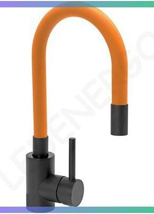 Смеситель воды fala black flexible с гибкой оранжевой лейкой для раковины кран для кухни