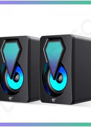 Ігрові колонки havit hv-sk210 mini pro usb 2.0 rgb чорні акустика для пк з регулятором гучності