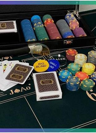 Покерний набір kristy`s game 500 фішок персоналізований килимок для турнірів гра азартні ігри