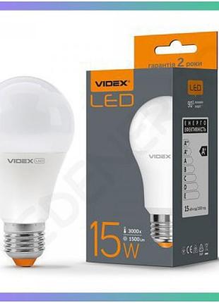 Led лампа videx a65e 15w e27 3000k енергоефективне тепле світло для загального освітлення