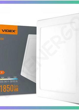 Led світильник квадратний videx dl6s 18w 3000k-4000k-6500k для загального освітлення приміщень
