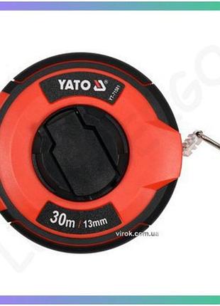 Рулетка измерительная стальная yato 30м 13мм ручная смотка закрыт корпус для строительства и ремонта