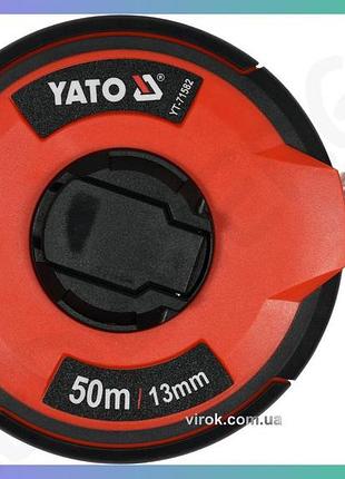 Рулетка измерительная стальная yato 50м 13мм ручная смотка для строительства и ремонта