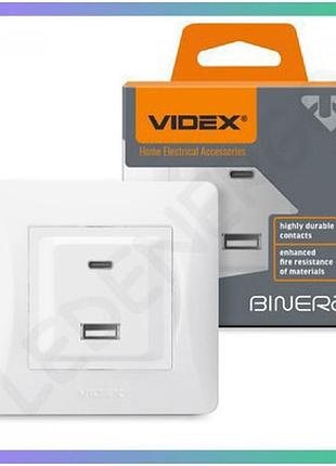 Розетка з usb-a usb-c pd20w біла videx binera для зарядки мобільних пристроїв універсальна зарядка