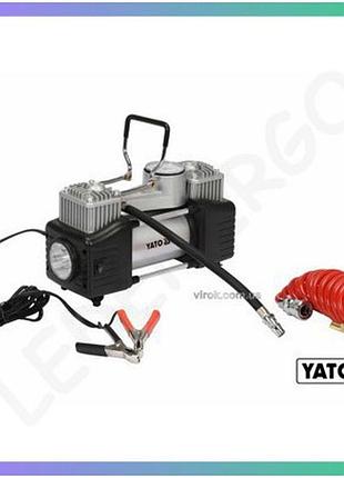 Компрессор автомобильный yato 12в 250вт 60л/мин с led фонарём для накачки колес матрасов