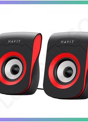Стерео колонки havit sk599 usb 6w чорні і червоні компактні колонки для комп'ютера ноутбука