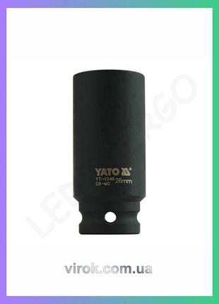 Головка торцевая ударная yato 1/2 дюйма 26 мм удлиненная для гаечных соединений 78 мм 6-гранная