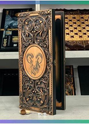 Дерев'яні нарди козеріг 50х23 см настільна гра для розвитку стратегічного мислення та логіки