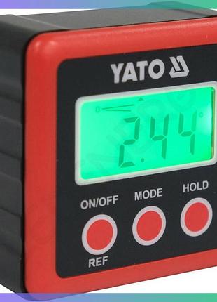 Электронный угломер yato 0-90° с питанием от 2 батареек тип ааа для измерения углов