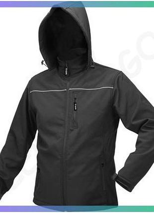 Куртка робоча yato softshell чорна з капюшоном водонепроникна три кишені для чоловіків