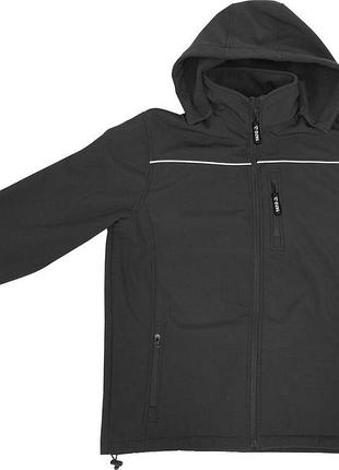 Куртка рабочая yato softshell черная с капюшоном водонепроницаемая три кармана для мужчин 7