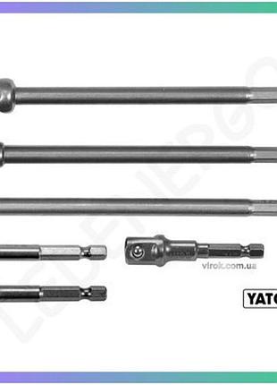 Держатели адаптеры торцевых головок yato 1/4 3/8 1/2 длина 50 150мм hex 1/4 cr-v 6шт для труднодоступных мест
