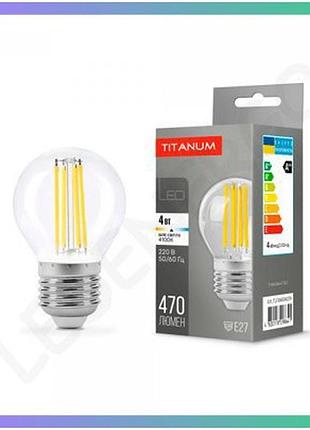 Світлодіодна лампа titanum filament g45 4w e27 4100k біле світло для освітлення приміщень лампа