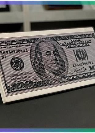 Нарди з білого акрилового каменю 37×18×2 см з зображенням долар та біткоїн для настільних ігор