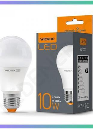 Led лампа videx a60e 10w e27 тепле світло 3000k для загального освітлення енергоефективна лампа