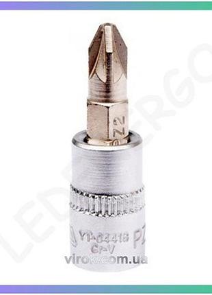 Головка торцева yato 1/4" pozidriv pz2 37мм насадка для гайок і болтів торцева насадка