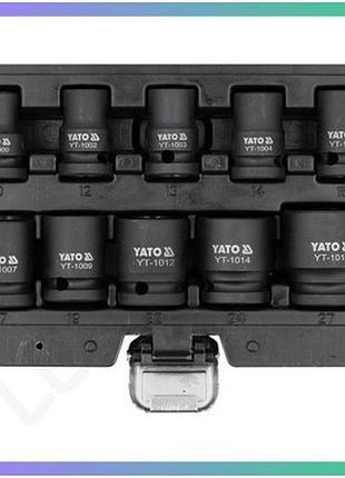 Набір ударних головок yato 1/2" 10 шт m10-m27 мм шестигранні для ремонту автомобілів