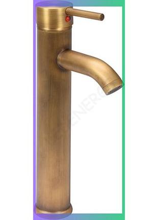 Змішувач для умивальника fala retro bronze 2 високий з кульовим регулятором для ванної кімнати