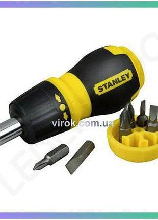 Викрутка реверсивна stanley multibit stubby з магнітним тримачем 6 насадок для професійного використання