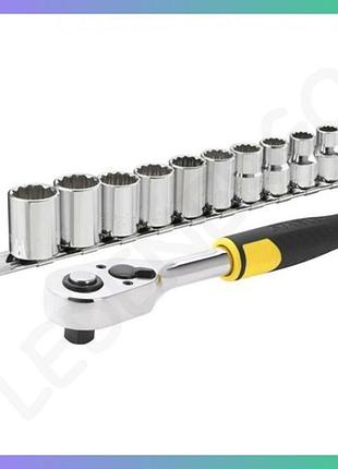 Трещотка stanley 3/8" 72 зубца шаг 5* с 10 торцевыми головками для ремонта и обслуживания