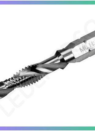 Сверло-метчик yato m6 х 1 мм hss m2 1/4" hex для нарезки резьбы 44 мм 8 мм метрика