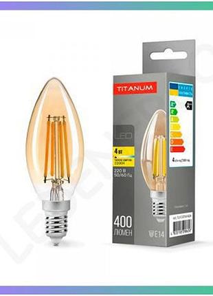 Led лампа titanum filament c37 4w e14 2200k бронза декоративна лампа для внутрішнього освітлення