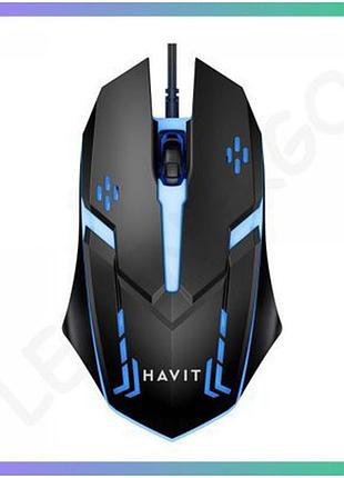 Дротова миша havit ms4237 usb чорна з підсвіткою для пк та ноутбука оптична миша