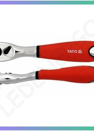 Тріщатка yato квадрат m1/4 6,3 мм l155 мм з шарніром та вигнутою ручкою для ремонту авто